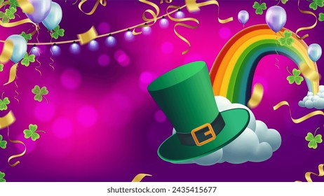 Celebration Happy St. Patricks Day Background for poster, clover leaves and green, banner Happy Patrick. ,header or banner, Vector illustration, art design