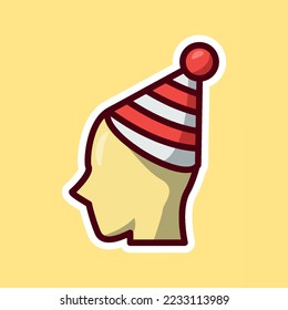 Weihnachtsmütze, bearbeitbarer Cartoon-Sticker, Vektorgrafik