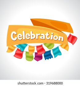 Celebration holiday greeting card garland of flags.
