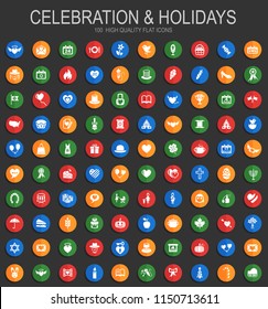 celebration and holidays big collection of vector flat icons