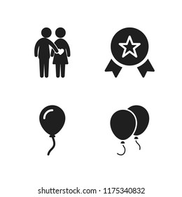celebration icon. 4 celebration vector icons set. couple in love, balloon and award icons for web and design about celebration theme