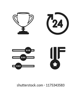 celebration icon. 4 celebration vector icons set. big trophy, hours and settings icons for web and design about celebration theme
