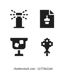 celebration icon. 4 celebration vector icons set. cocktail, sprinkle and birthday card icons for web and design about celebration theme