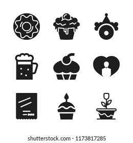 celebration icon. 9 celebration vector icons set. beer, rose and person inside a heart icons for web and design about celebration theme