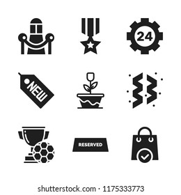 celebration icon. 9 celebration vector icons set. settings, shopping bag and premiere icons for web and design about celebration theme