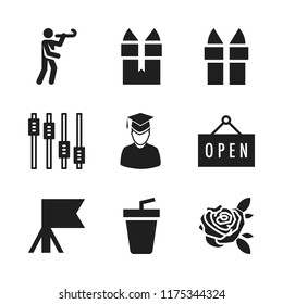 celebration icon. 9 celebration vector icons set. flag, rose and graduate icons for web and design about celebration theme