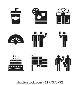celebration icon. 9 celebration vector icons set. flag, drink and cocktail icons for web and design about celebration theme