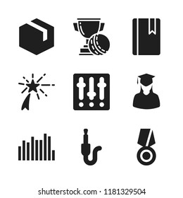 celebration icon. 9 celebration vector icons set. graduate girl, fireworks and bookmark icons for web and design about celebration theme