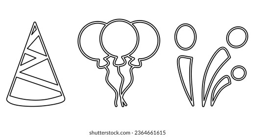 Celebration icon black line design. Stock vector illustration.