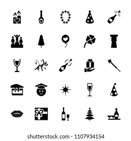 Celebration icon. collection of 25 celebration filled icons such as champagne and wine glasses, gift, graduate emoji. editable celebration icons for web and mobile.