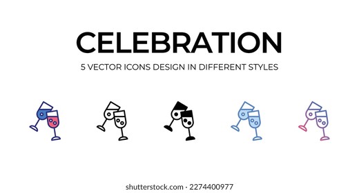 celebration Icon Design in Five style with Editable Stroke. Line, Solid, Flat Line, Duo Tone Color, and Color Gradient Line. Suitable for Web Page, Mobile App, UI, UX and GUI design.