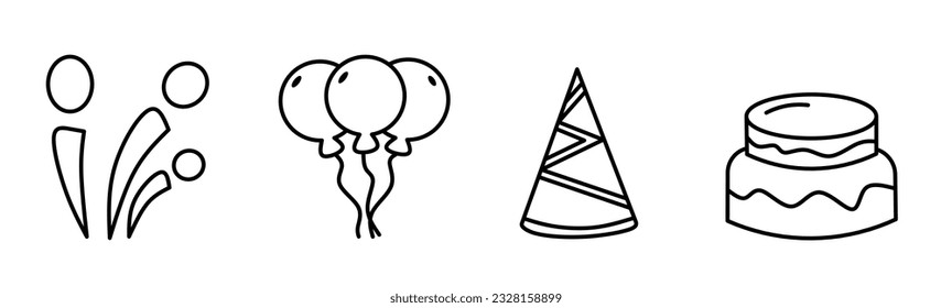 Celebration icon. Celebration line icon collection. Stock vector.