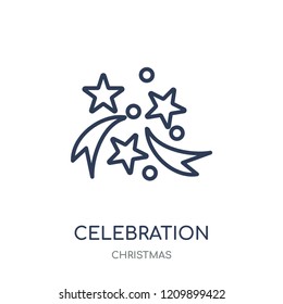Celebration icon. Celebration linear symbol design from Christmas collection. Simple outline element vector illustration on white background.