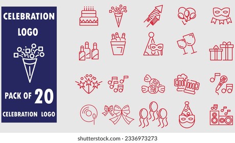 Conjunto de logotipos de elementos del paquete de iconos de celebración