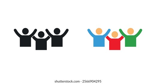 celebration icon set in black and colored