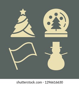 celebration icon set with flag, christmas tree and snow globe vector illustration