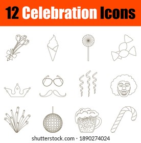 Celebration Icon Set. Thin Editable Stroke Line Without Filling Design. Vector Illustration.