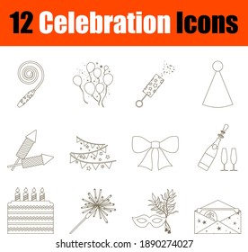 Celebration Icon Set. Thin Editable Stroke Line Without Filling Design. Vector Illustration.