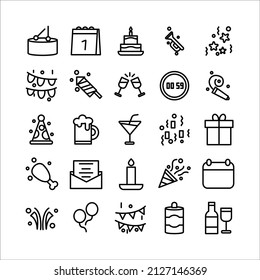 Celebration Icon Set Vector Line Website Stock Vector (Royalty Free ...