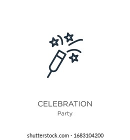 Celebration icon. Thin linear celebration outline icon isolated on white background from party collection. Line vector sign, symbol for web and mobile