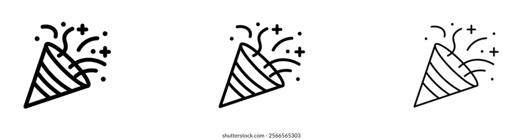 celebration icon in tree different line stroke sizes.