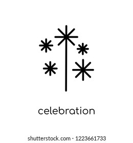 celebration icon. Trendy modern flat linear vector celebration icon on white background from thin line Christmas collection, outline vector illustration