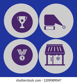 celebration icon. celebration vector icons set shop, santa hat, medal and trophy cup