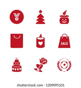 celebration icon. celebration vector icons set cake wedding, medal, football game and christmas tree