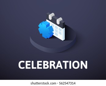Celebration icon, vector symbol in flat isometric style isolated on color background