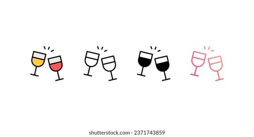 Celebration icons, color, line, glyph, gradient, Blue icon, Birthday party icon in five variations stock illustration.
