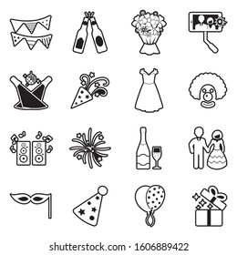 Celebration Icons. Line With Fill Design. Vector Illustration.