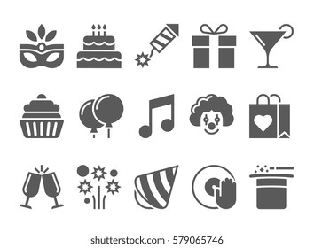 Celebration Icons and Party Icons with White Background