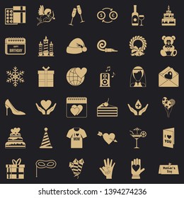 Celebration icons set. Simple style of 36 celebration vector icons for web for any design