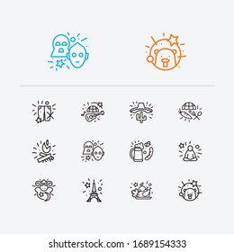 Celebration icons set. Thanksgiving day and celebration icons with oktoberfest, star wars day and groundhog day. Set of poultry for web app logo UI design.