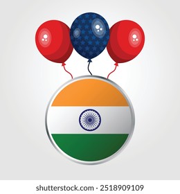 Celebration India National Flag With Balloons