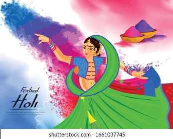 Celebration Of Indian Festival Happy Holi With Colors.