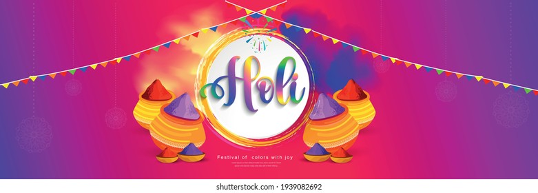 Celebration Of Indian Festival Holi hai With Colors.