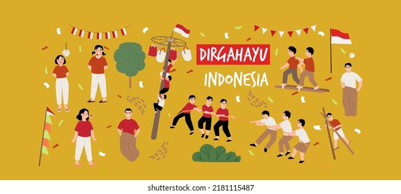 Celebration Indonesia Independence Day Banner Poster Stock Vector Royalty Free 2181115487 0747