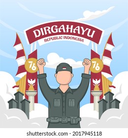 Celebration of Indonesia independence day on August 17 (Dirgahayu republik indonesia). indonesian national flags. Vector Illustration
