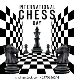 celebration of international chess day, chess pieces
