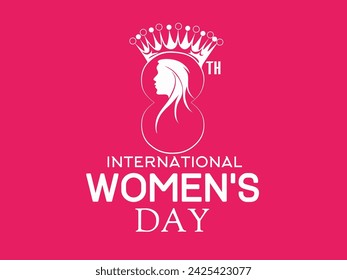 Celebration of International Women's Day March 8, vector illustration design of female face in figure eight, isolated on pink background