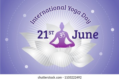 The Celebration of International Yoga Day . Yogi's Spiritual Lotus Asana Vector Illustration.