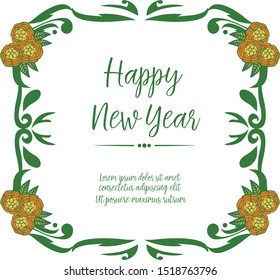 Celebration invitation card happy new year, with ornament creative colorful flower frame. Vector