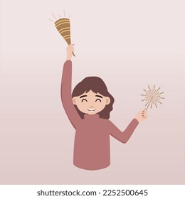 Celebration, job event for adult. Gift and indoor characters, concept of birthday. Girl invitation, social theme for Girl. Surprise by office colleague team. celebrating party, Year or Birthday party.
