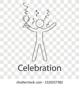 Celebration Jumping icon concept on transparency background. Business creative  idea design. Line vector illustration use for your presentation or web page.