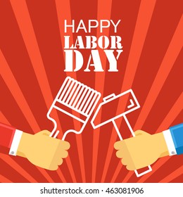 The celebration of The Labor Day. Vector greeting card illustration