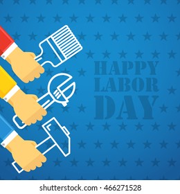 The celebration of The Labor Day. Vector greeting card illustration