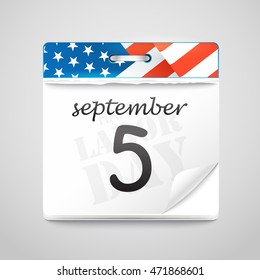 The celebration of The Labor Day. Vector greeting card with calendar