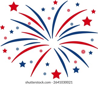 celebration of lights on July 4th on a transparent background