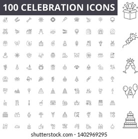 Celebration line icons, signs, vector set, outline illustration concept 